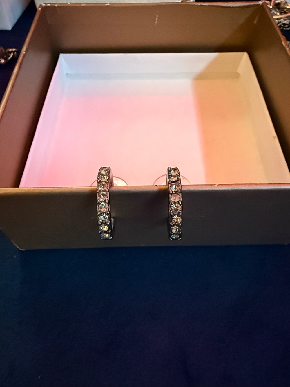 Silver Crystal Hoop Earrings - Elegant Women Jewelry
